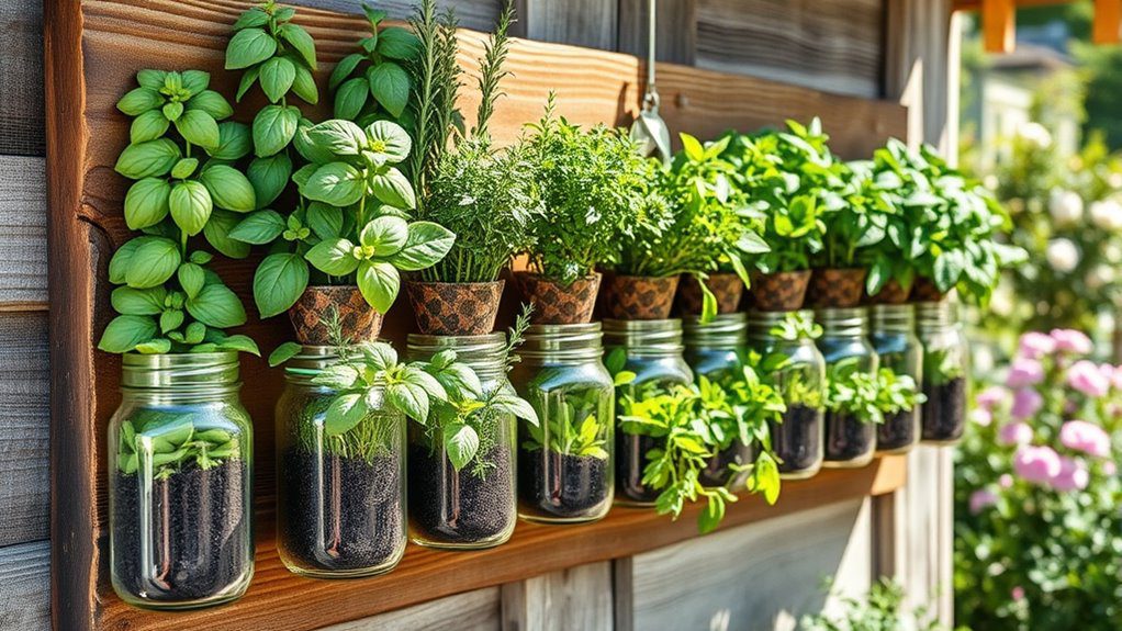 vertical mason jar garden