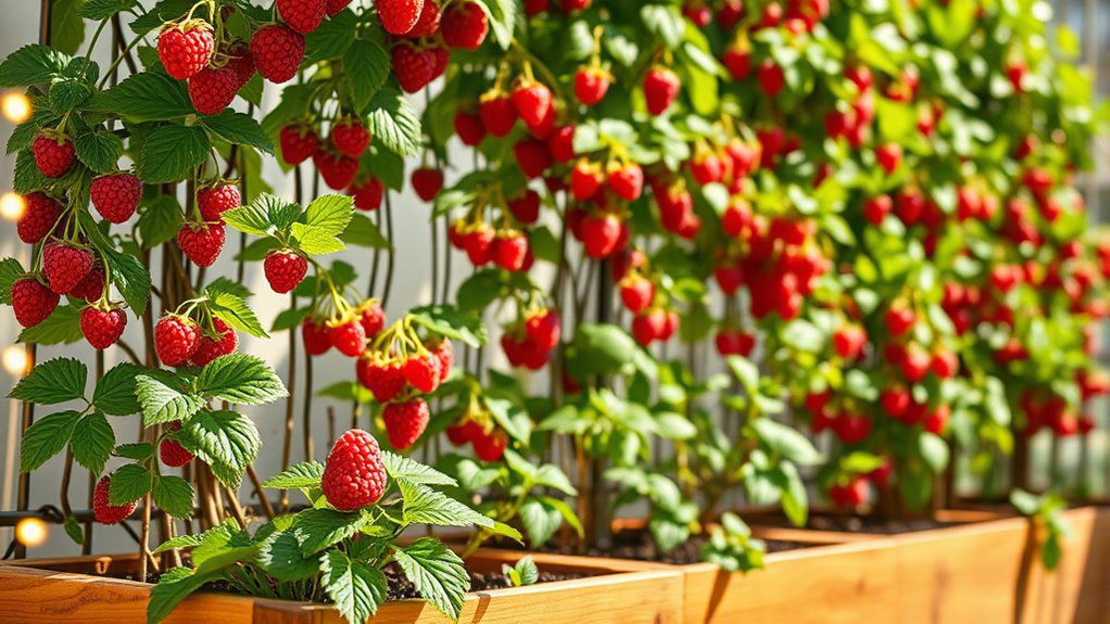 vertical raspberry plant gardening