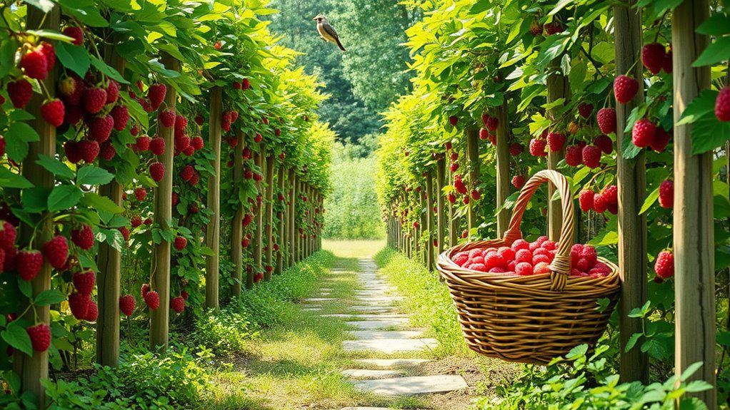 vertical raspberry walkway design