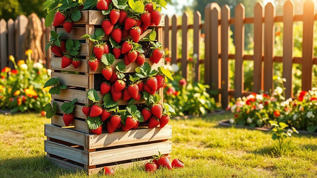 vertical strawberry tower gardening
