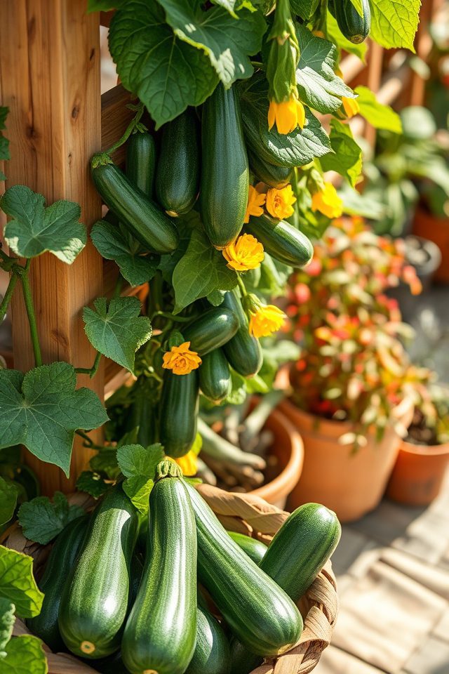 vertical zucchini gardening benefits