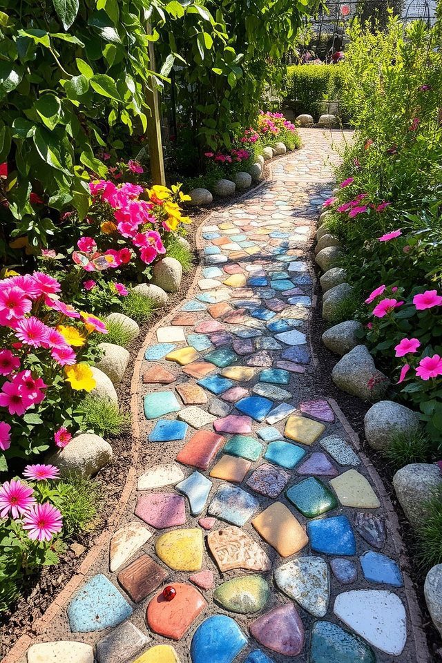 vibrant artistic garden pathways