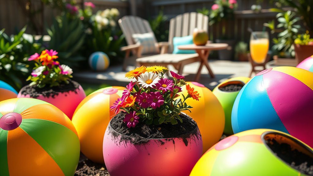 vibrant beach ball planters