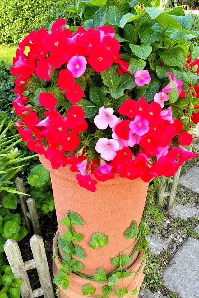 vibrant blooms in containers