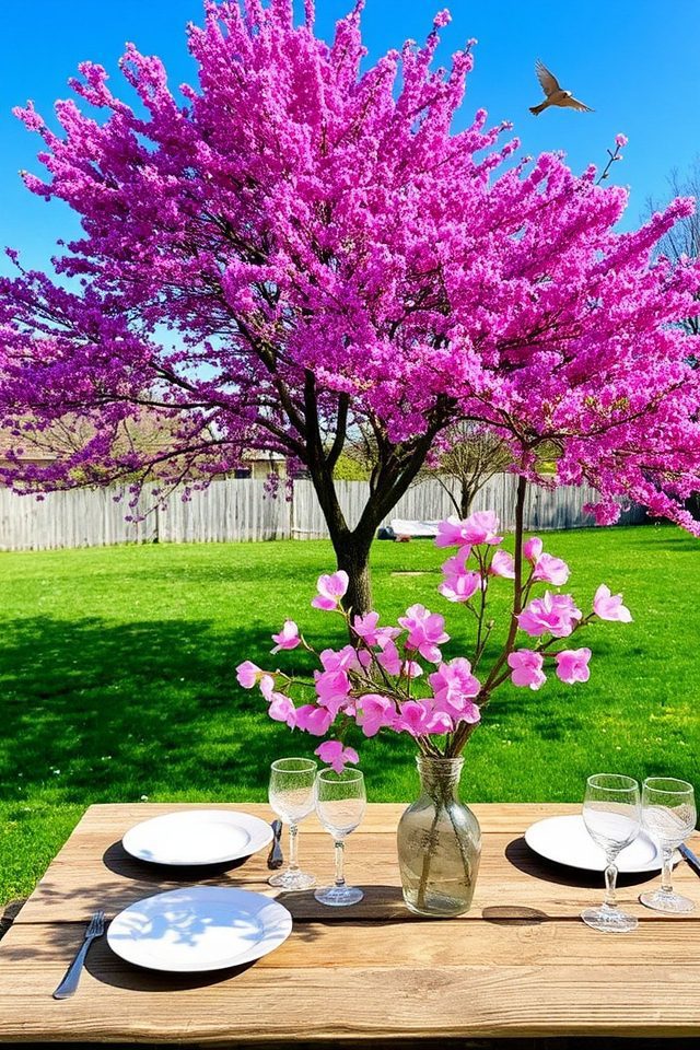 vibrant blossoms heart shaped leaves