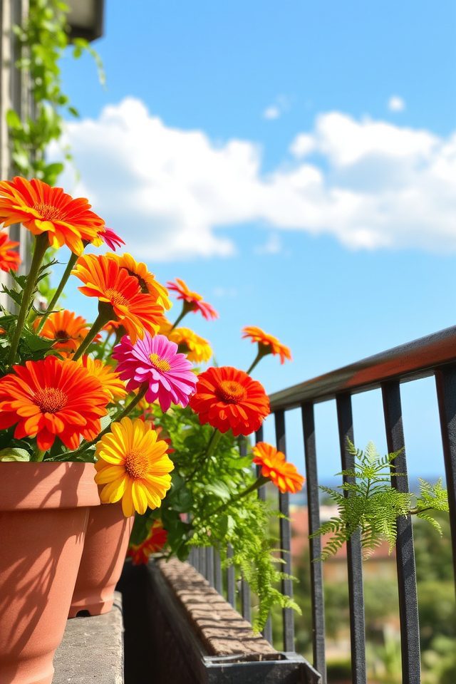 vibrant butterfly attracting balcony flowers