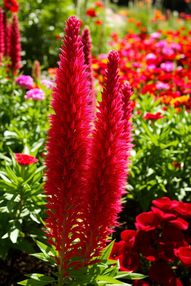 vibrant celosia garden texture