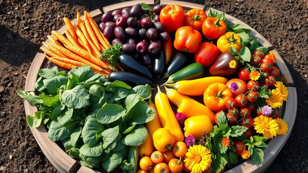 vibrant circular vegetable plots