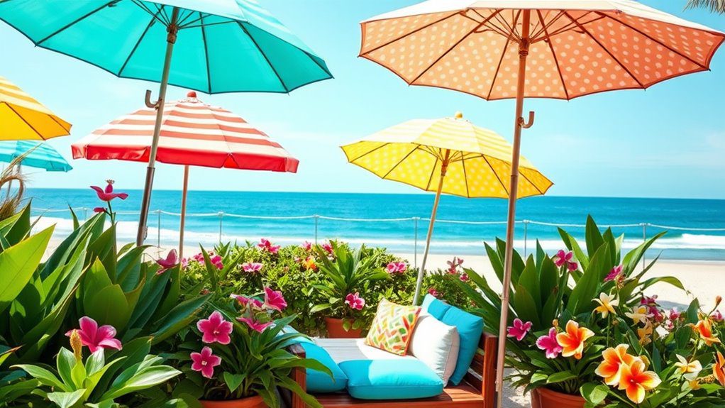 vibrant coastal garden accents