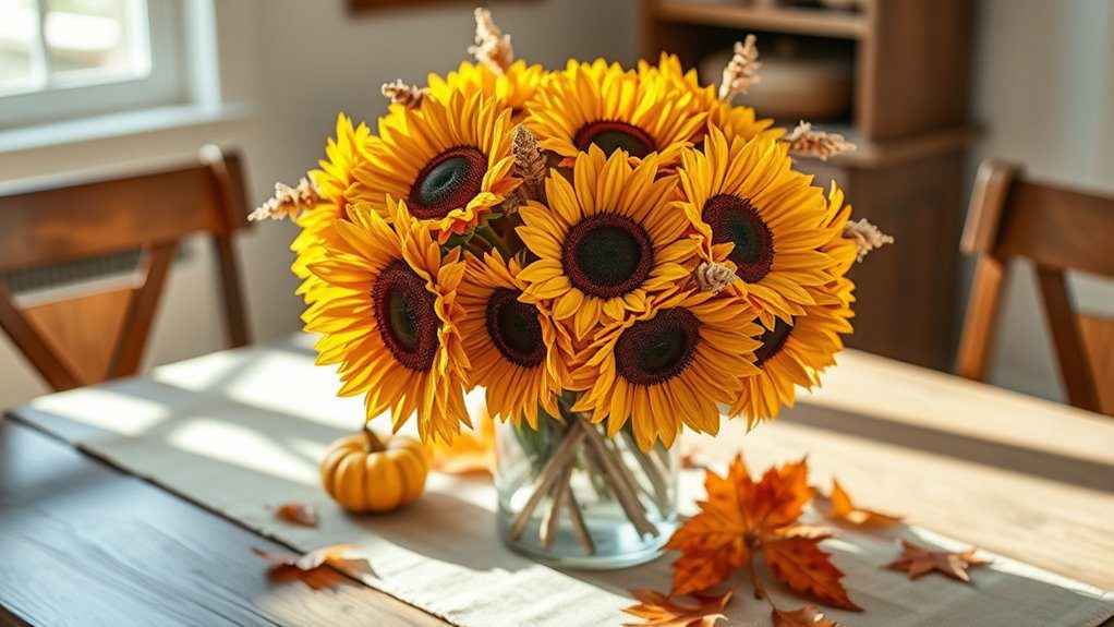 vibrant dried sunflower decor