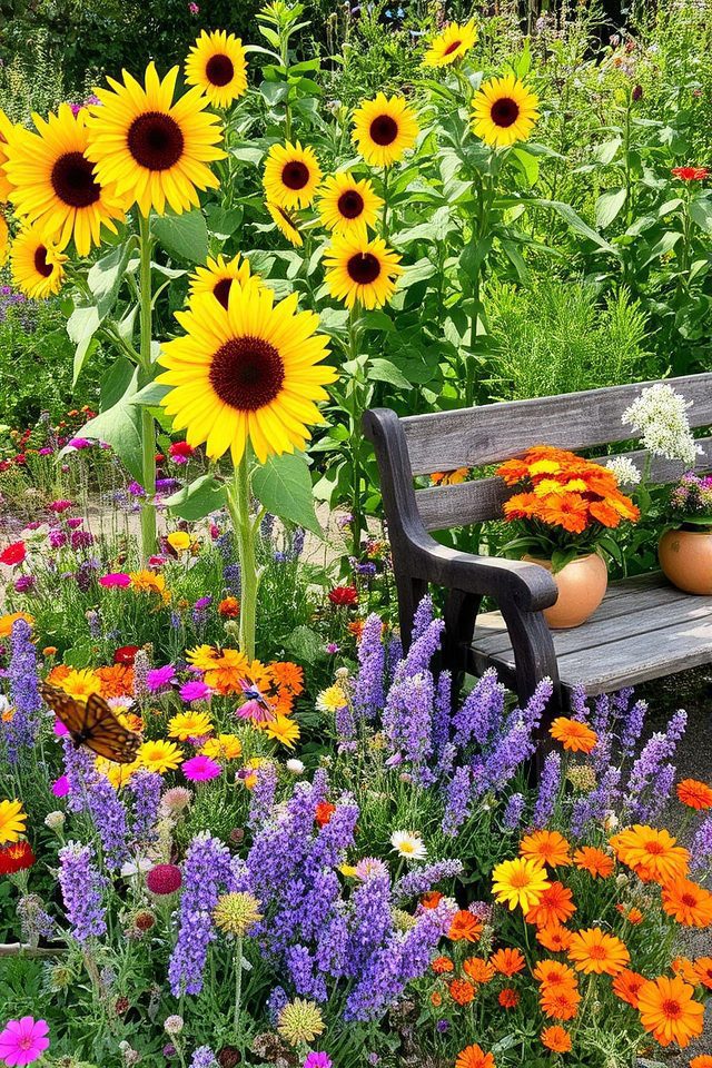vibrant eclectic flower garden