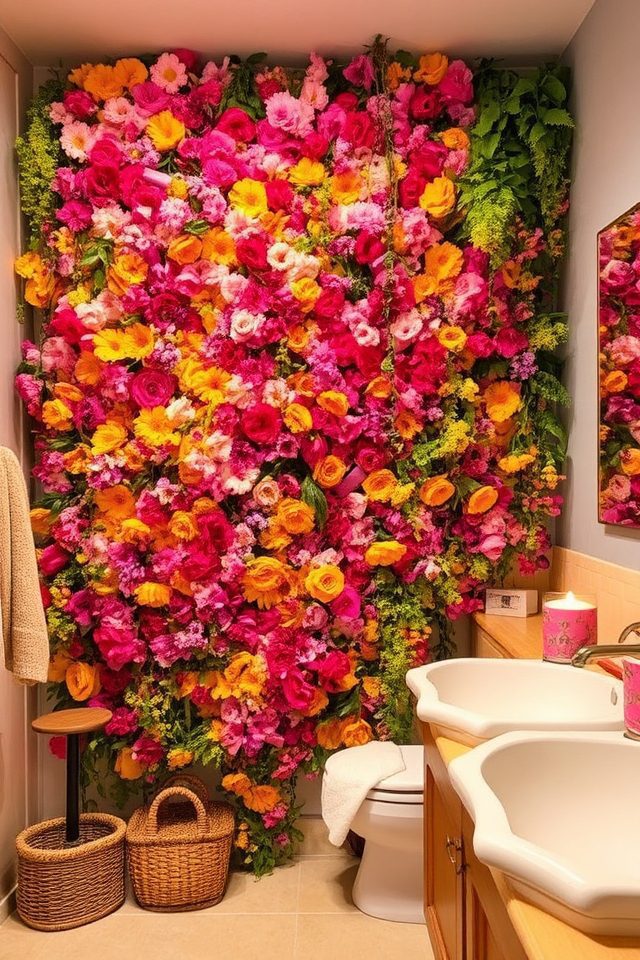 vibrant floral bathroom decor