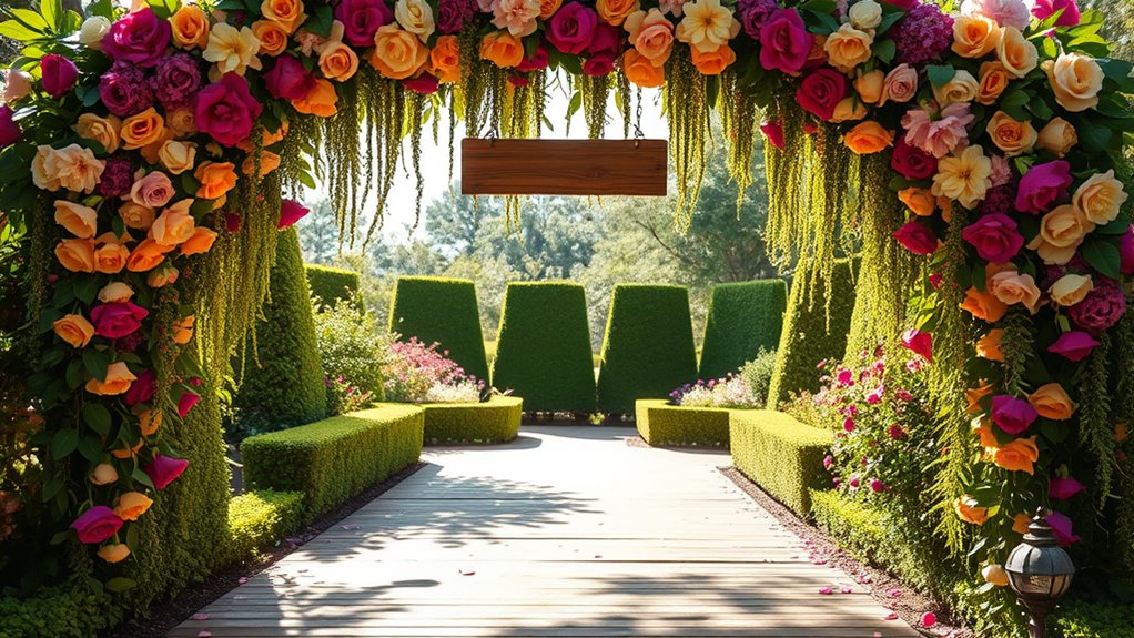 vibrant floral entrance arch
