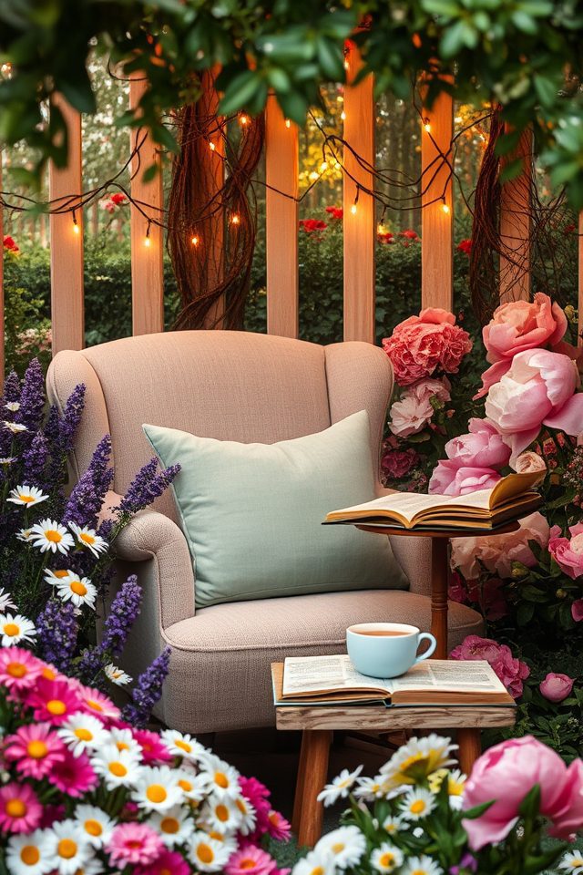 vibrant floral reading nook