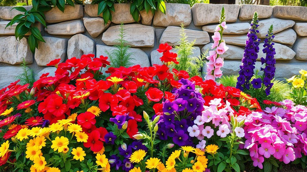 vibrant flower bed design
