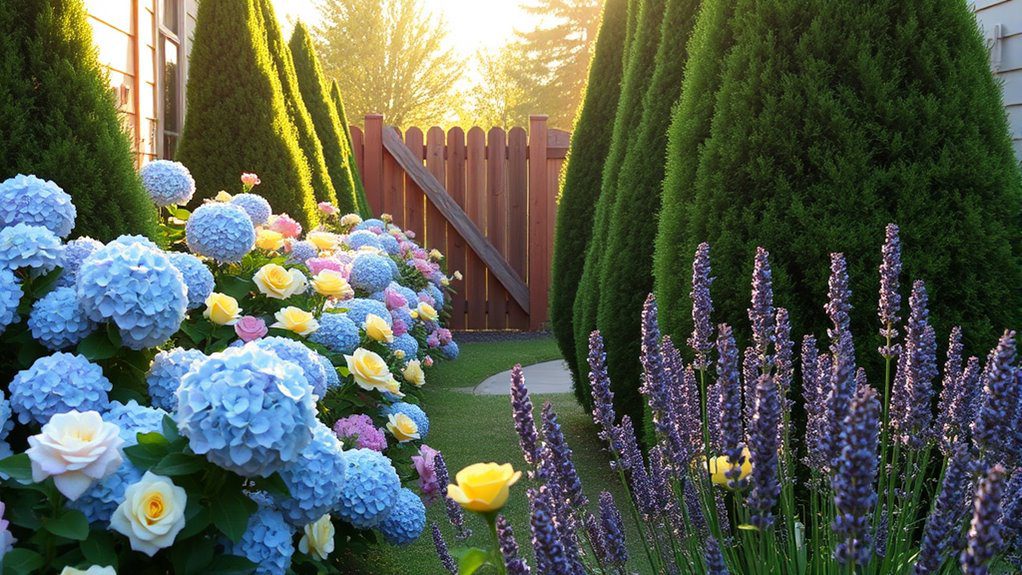 vibrant flowering shrub borders