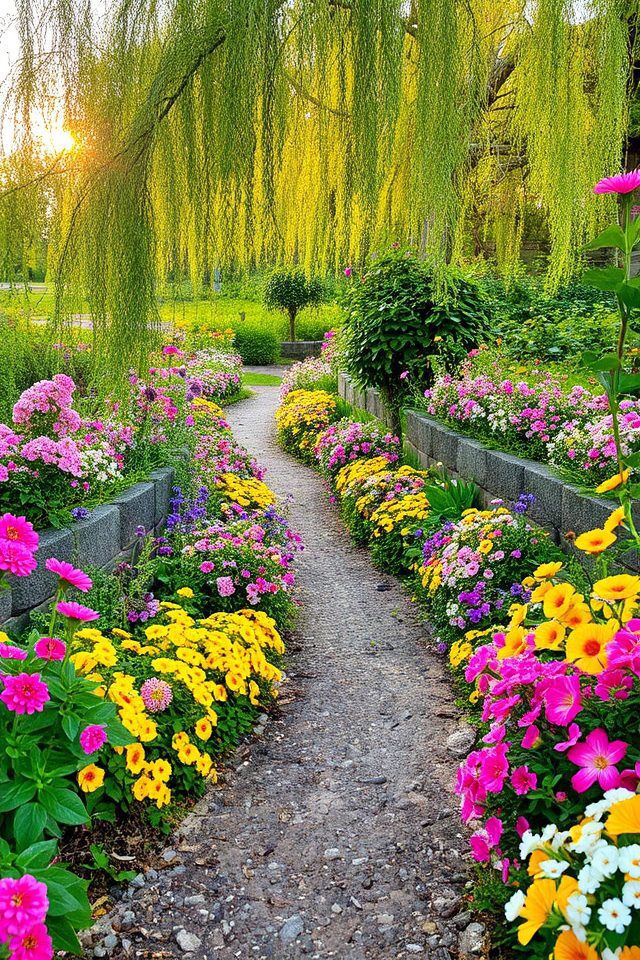 vibrant garden flower borders