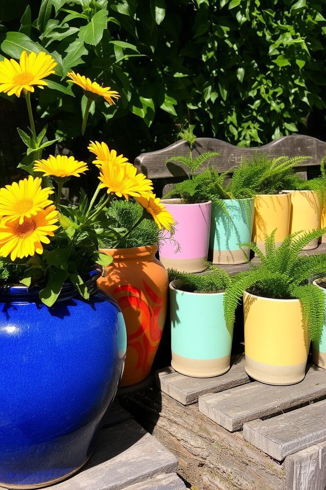 vibrant garden pottery display