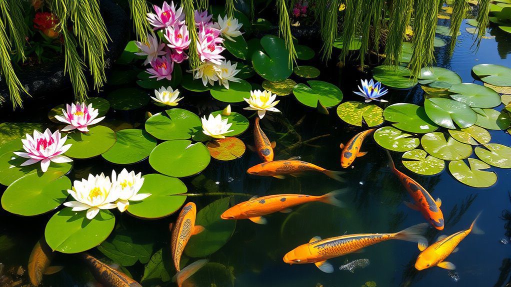 vibrant koi pond oasis