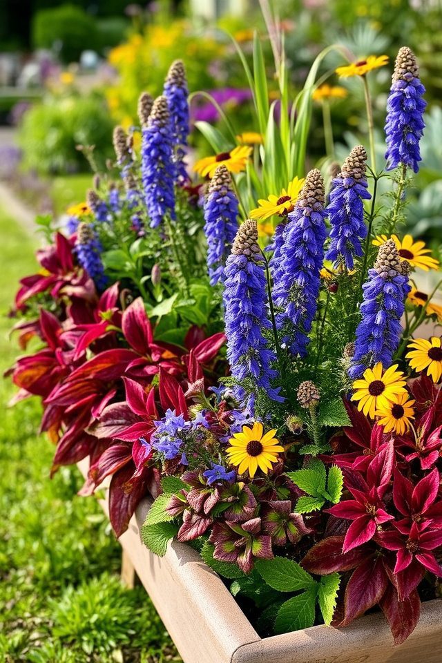 vibrant mixed perennial garden