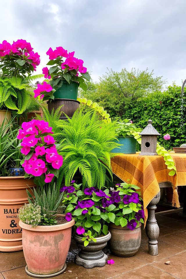 vibrant moisture loving container gardens