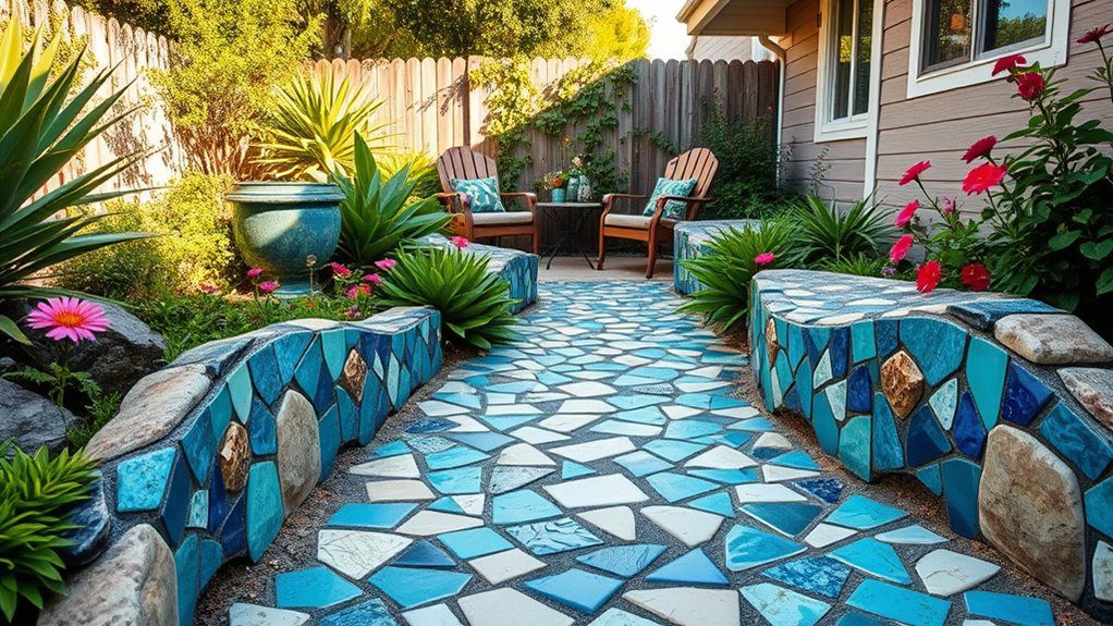 vibrant ocean wave mosaics