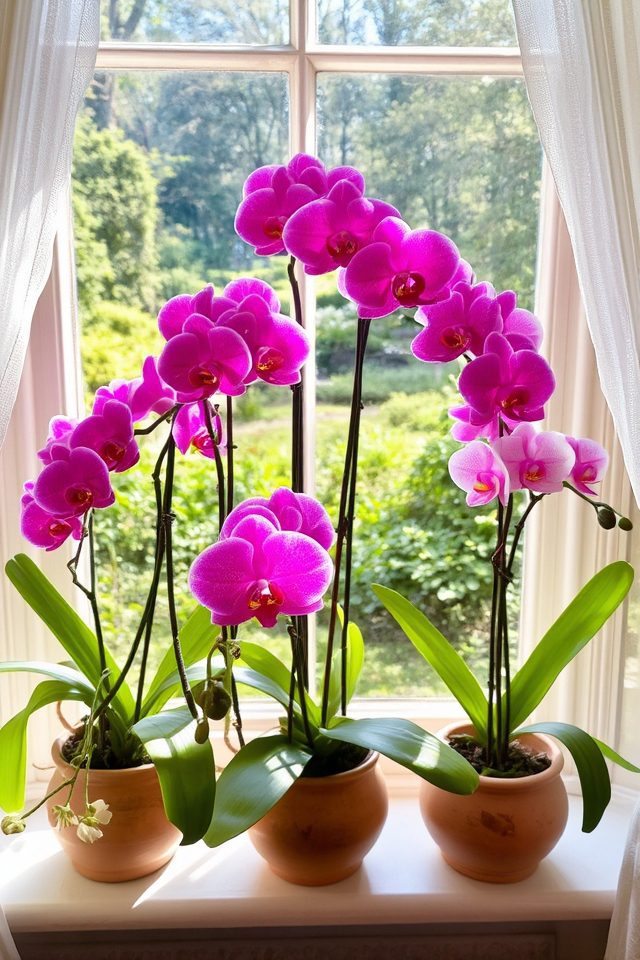vibrant orchids enhance windows