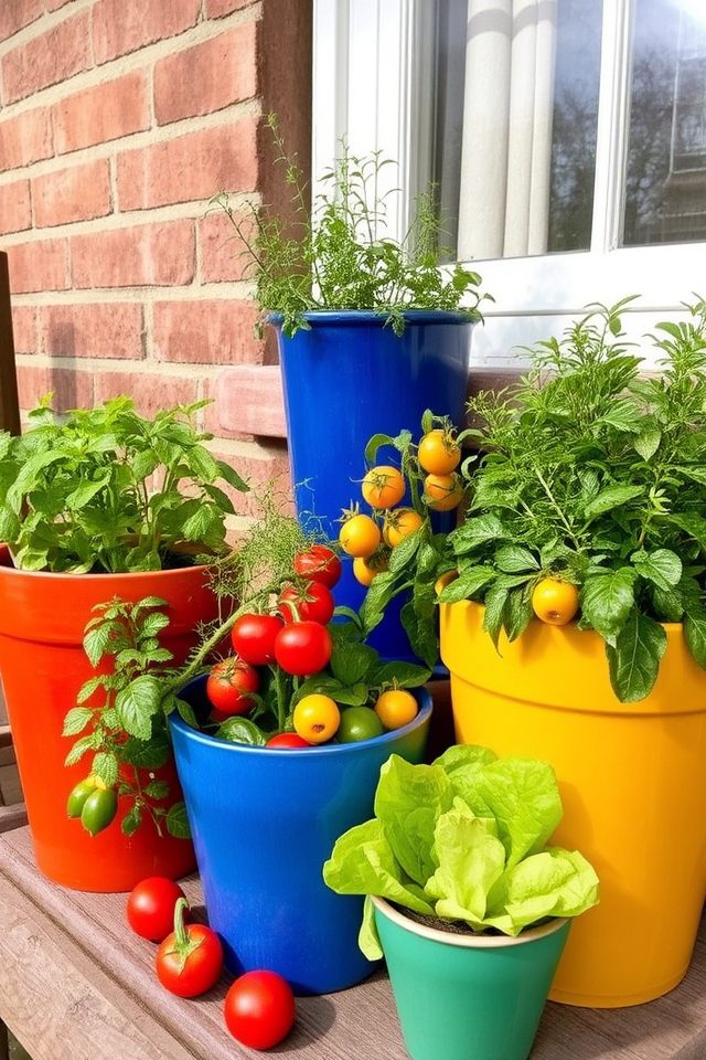 vibrant potted vegetable garden