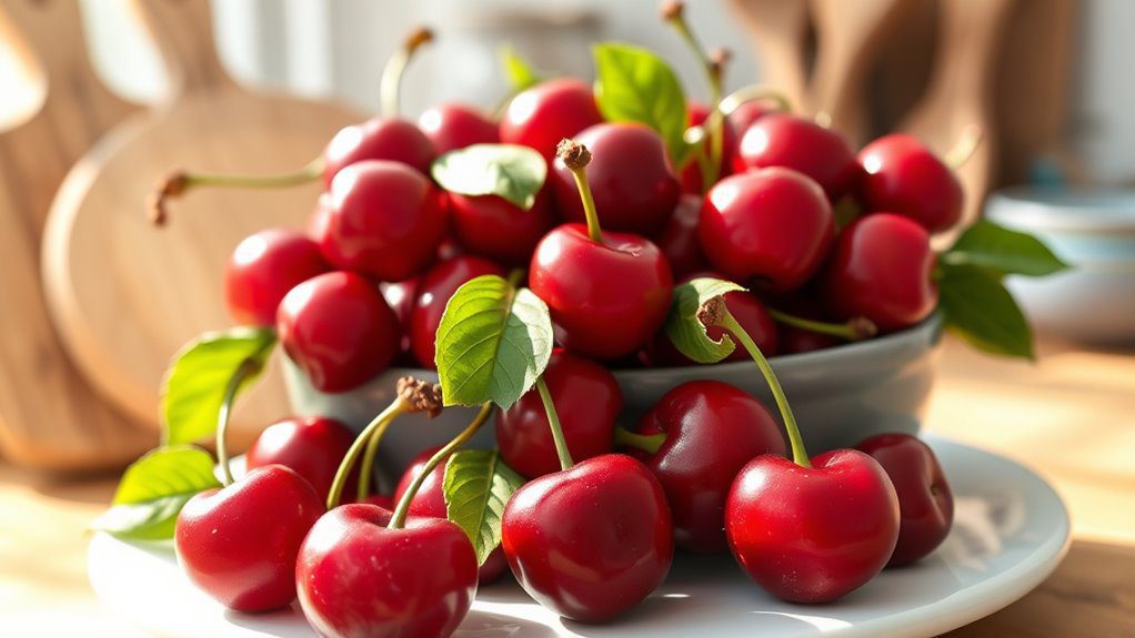vibrant red summer cherries