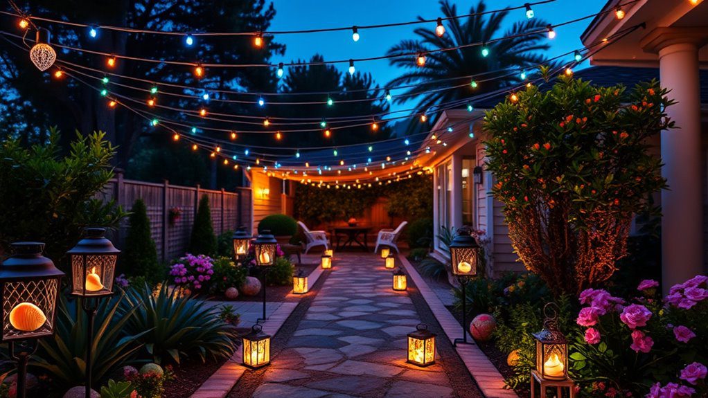 vibrant seaside garden lighting