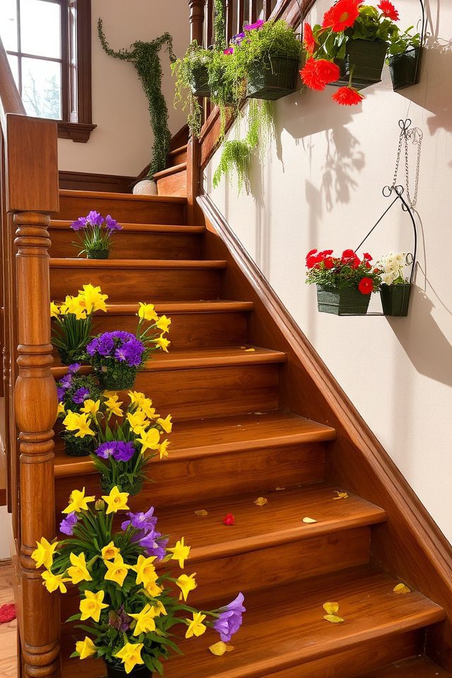 vibrant seasonal staircase garden