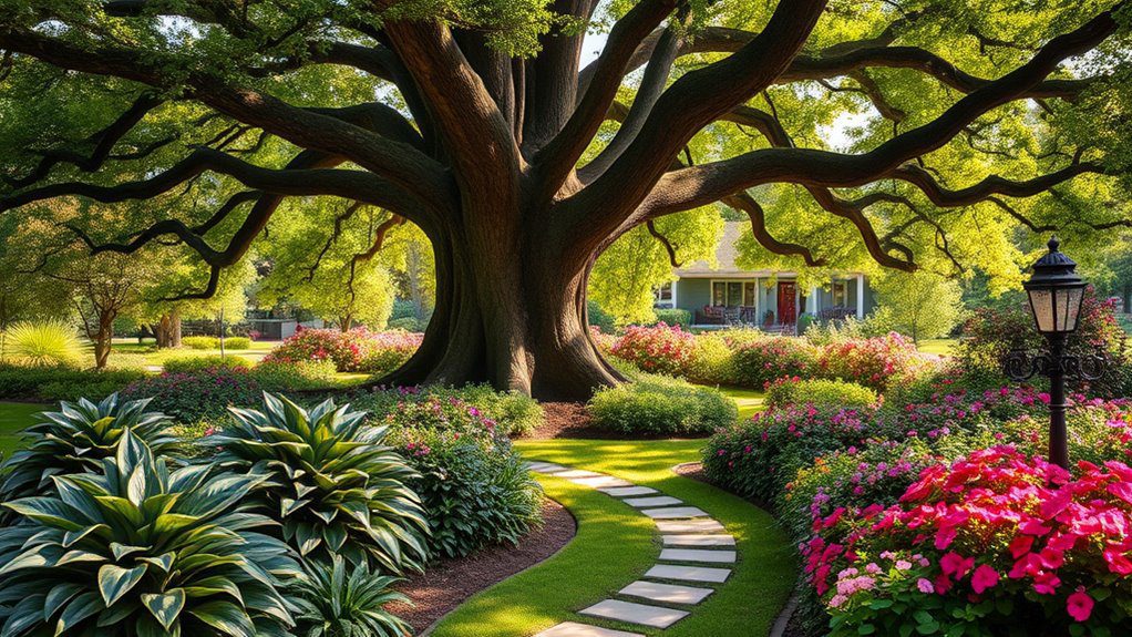 vibrant shaded flower beds