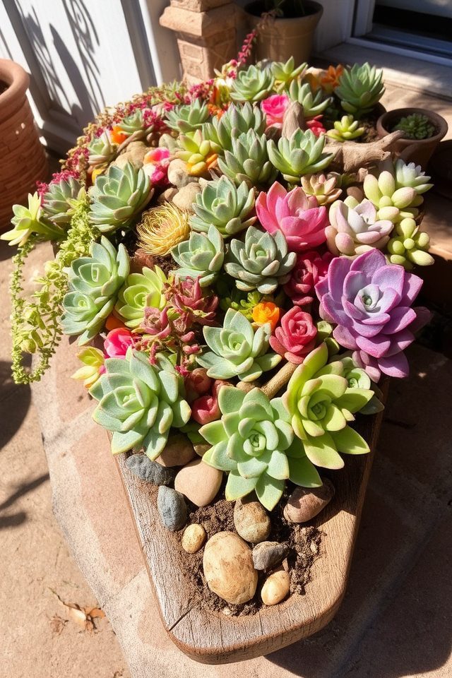 vibrant succulent trough display