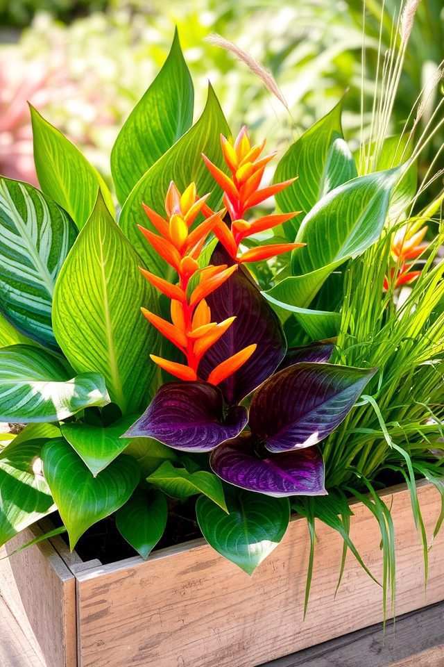 vibrant tropical plant arrangements