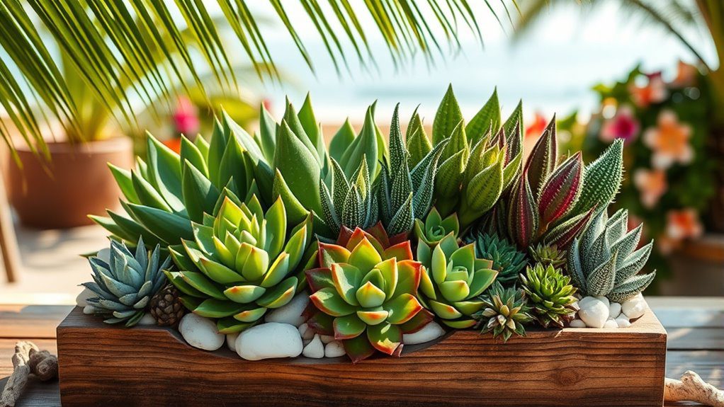 vibrant tropical succulent display