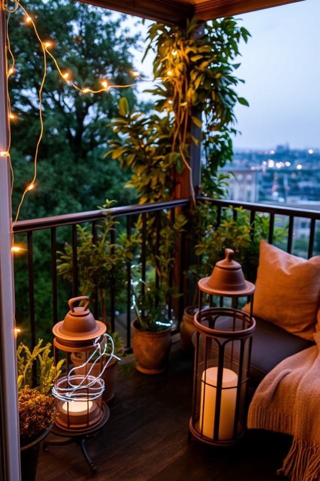 warm balcony lighting ideas