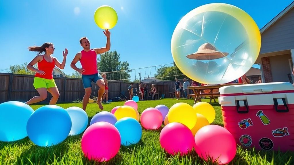 water balloon volleyball fun