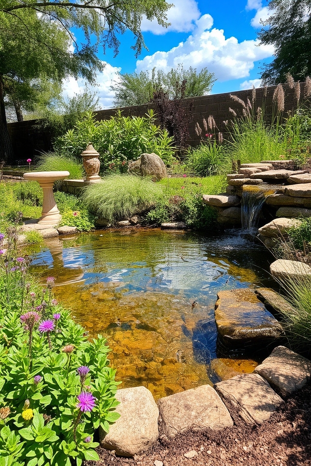 water feature enhances gardens