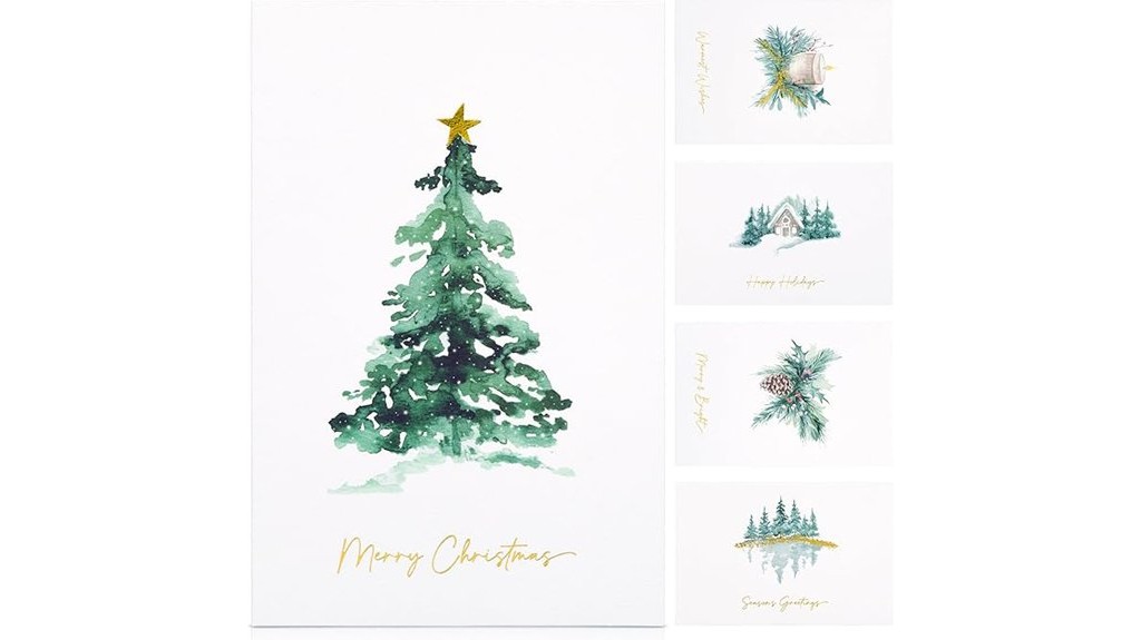 watercolor christmas cards set