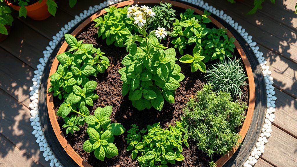 whimsical circular herb garden