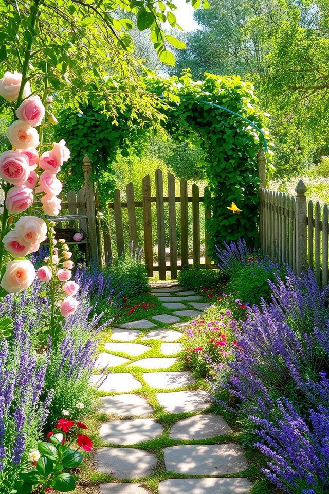 whimsical colorful garden retreat