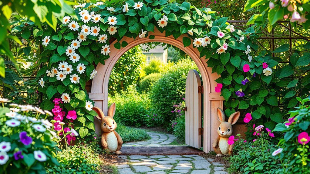 whimsical garden rabbit entrance