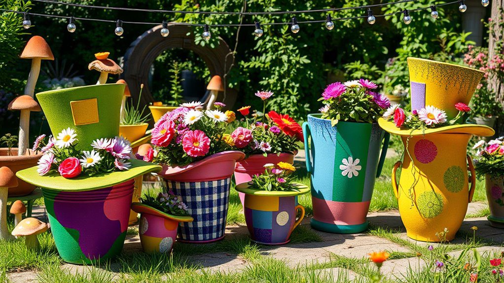 whimsical gardening decor pots