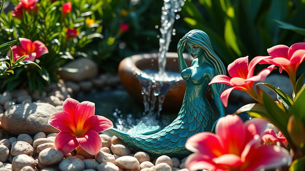 whimsical mermaid garden statues