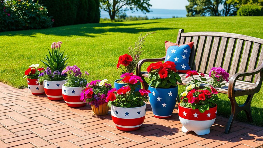 whimsical patriotic flower planters