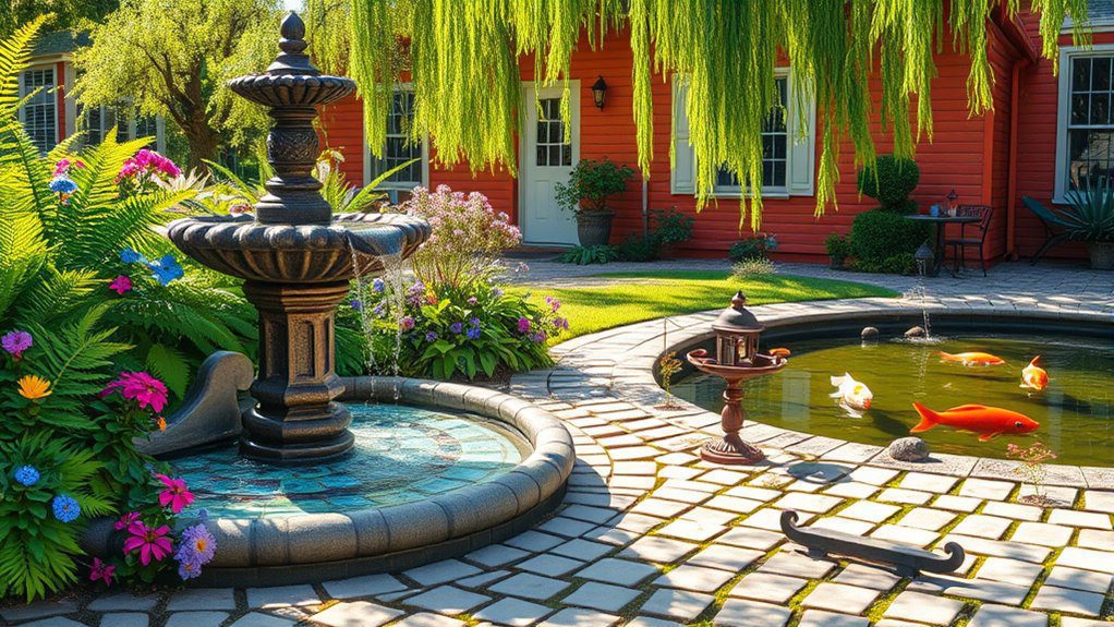 whimsical serene garden features