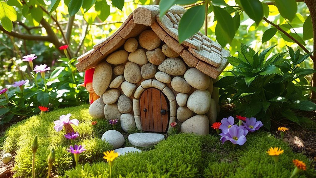 whimsical stone gnome cottage