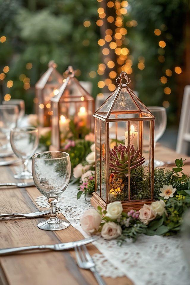whimsical tabletop greenhouse centerpieces