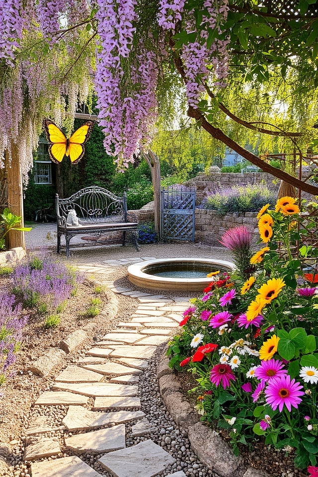 whimsical tiered bloom paths