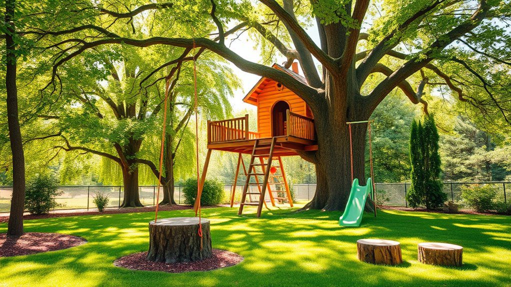 whimsical treehouse play area